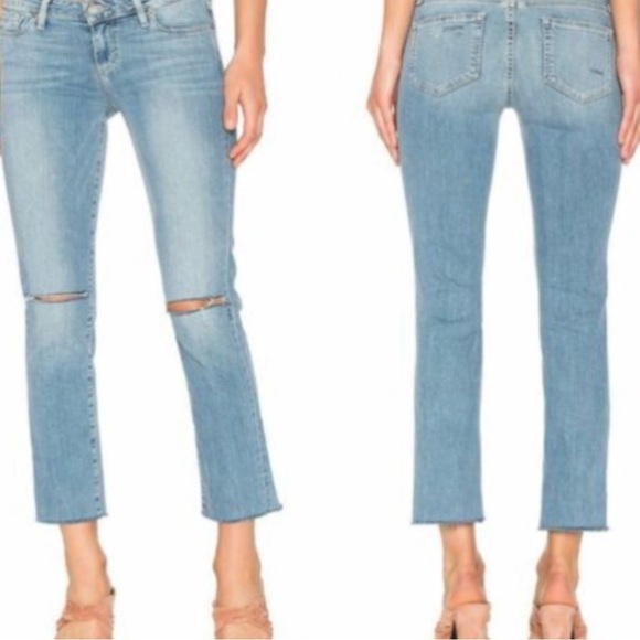 Paige Jeans Womens 28 Miki Straight Denim Raw Hem Distressed Cropped Light Wash - Picture 11 of 11